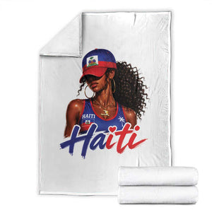 Haitian Girl Throw Blanket Melanin Black Girls Haiti Flag Proud Haitienne TS10 White Print Your Wear