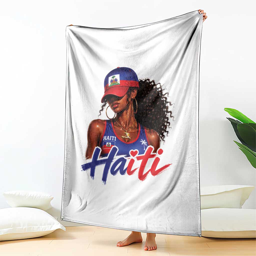 Haitian Girl Throw Blanket Melanin Black Girls Haiti Flag Proud Haitienne TS10 Print Your Wear