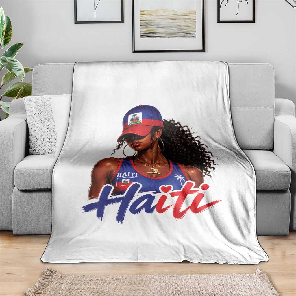 Haitian Girl Throw Blanket Melanin Black Girls Haiti Flag Proud Haitienne TS10 Print Your Wear
