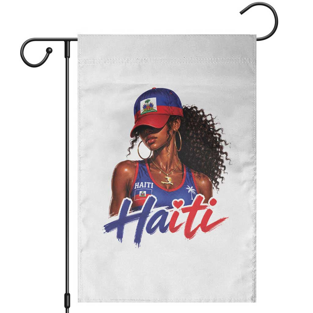 Haitian Girl Garden Flag Melanin Black Girls Haiti Flag Proud Haitienne TS10 White Print Your Wear