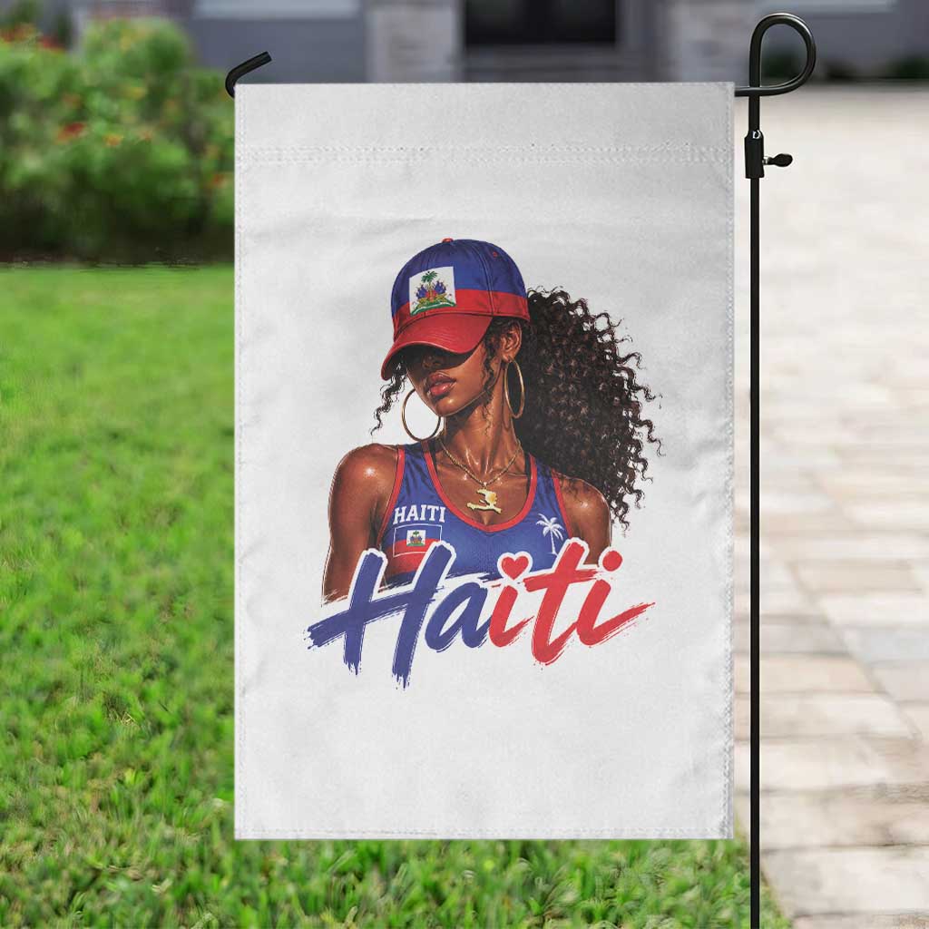 Haitian Girl Garden Flag Melanin Black Girls Haiti Flag Proud Haitienne TS10 Print Your Wear