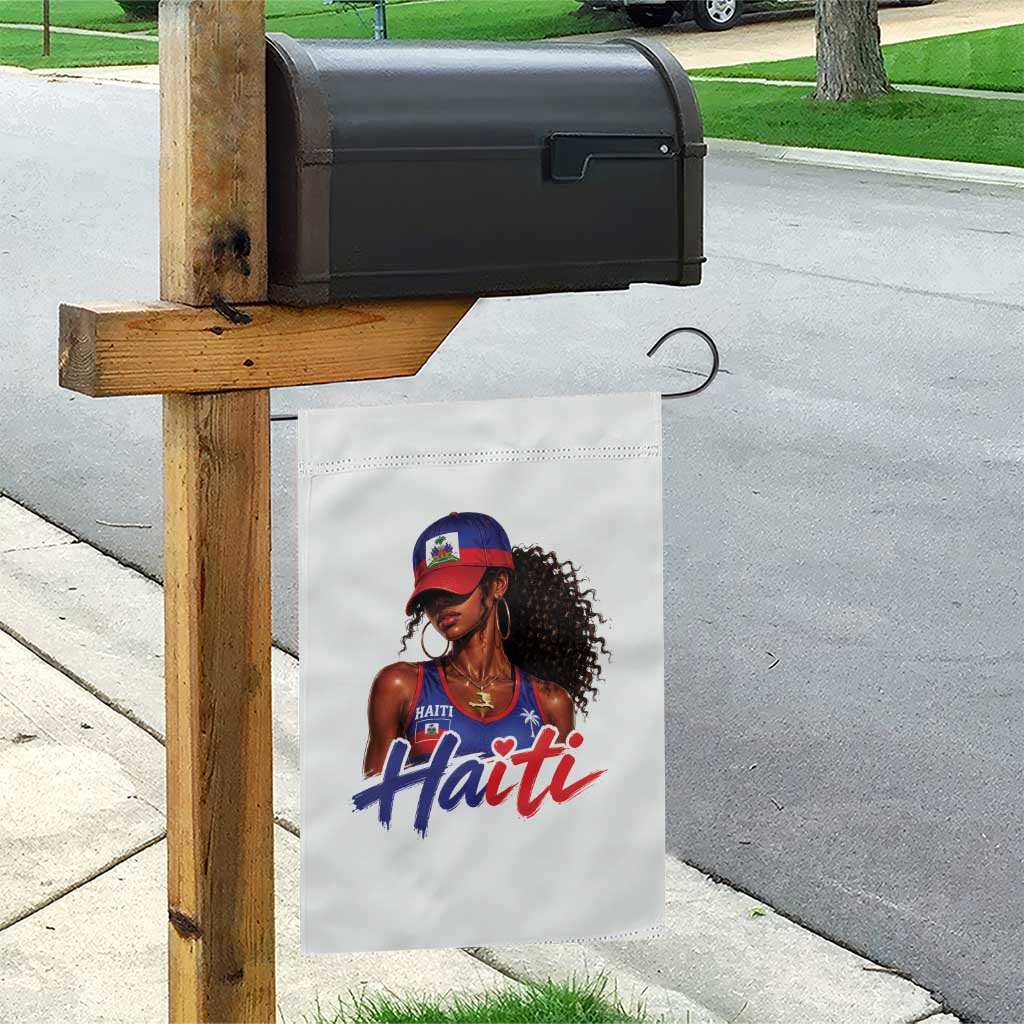 Haitian Girl Garden Flag Melanin Black Girls Haiti Flag Proud Haitienne TS10 Print Your Wear