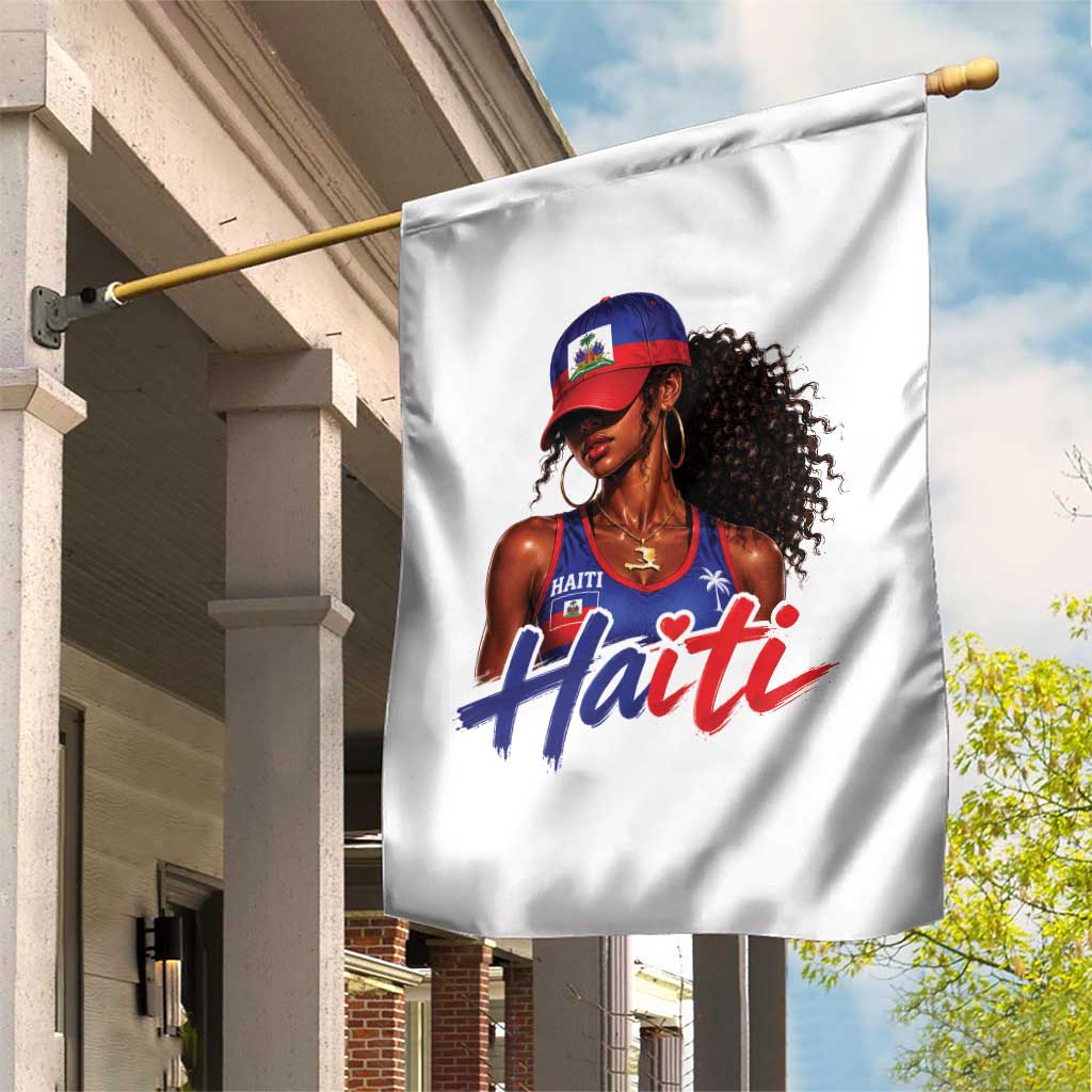 Haitian Girl Garden Flag Melanin Black Girls Haiti Flag Proud Haitienne TS10 Print Your Wear