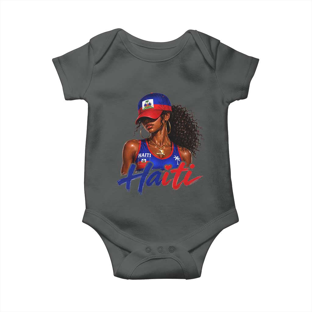 Haitian Girl Baby Onesie Melanin Black Girls Haiti Flag Proud Haitienne TS10 Dark Heather Print Your Wear