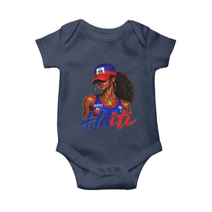 Haitian Girl Baby Onesie Melanin Black Girls Haiti Flag Proud Haitienne TS10 Navy Print Your Wear