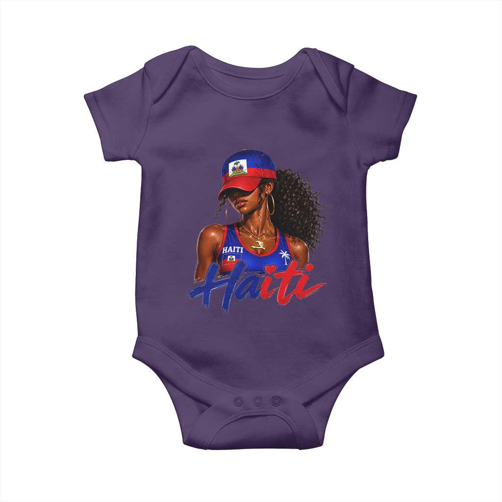 Haitian Girl Baby Onesie Melanin Black Girls Haiti Flag Proud Haitienne TS10 Purple Print Your Wear
