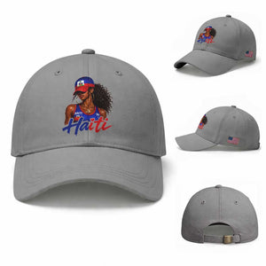 Haitian Girl Baseball Cap Melanin Black Girls Haiti Flag Proud Haitienne TS10 Baseball Cap Universal Fit Sport Gray Print Your Wear