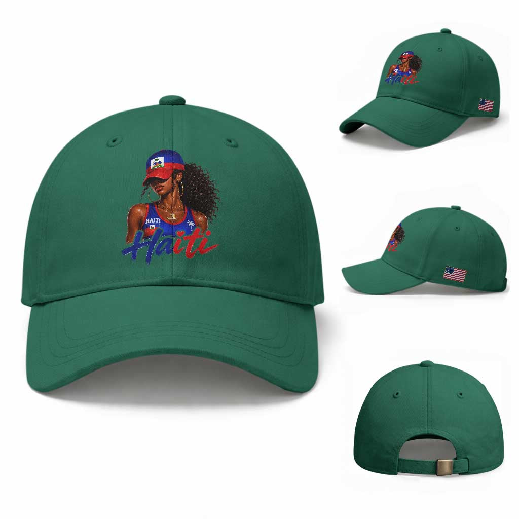 Haitian Girl Baseball Cap Melanin Black Girls Haiti Flag Proud Haitienne TS10 Baseball Cap Universal Fit Irish Green Print Your Wear