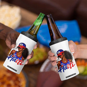 Haitian Girl 4 in 1 Can Cooler Tumbler Melanin Black Girls Haiti Flag Proud Haitienne TS10 Print Your Wear