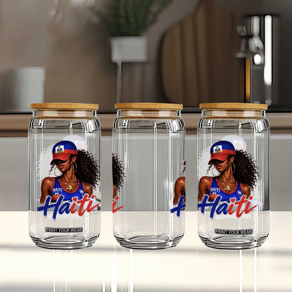 Haitian Girl Glass Can Melanin Black Girls Haiti Flag Proud Haitienne TS10 Print Your Wear