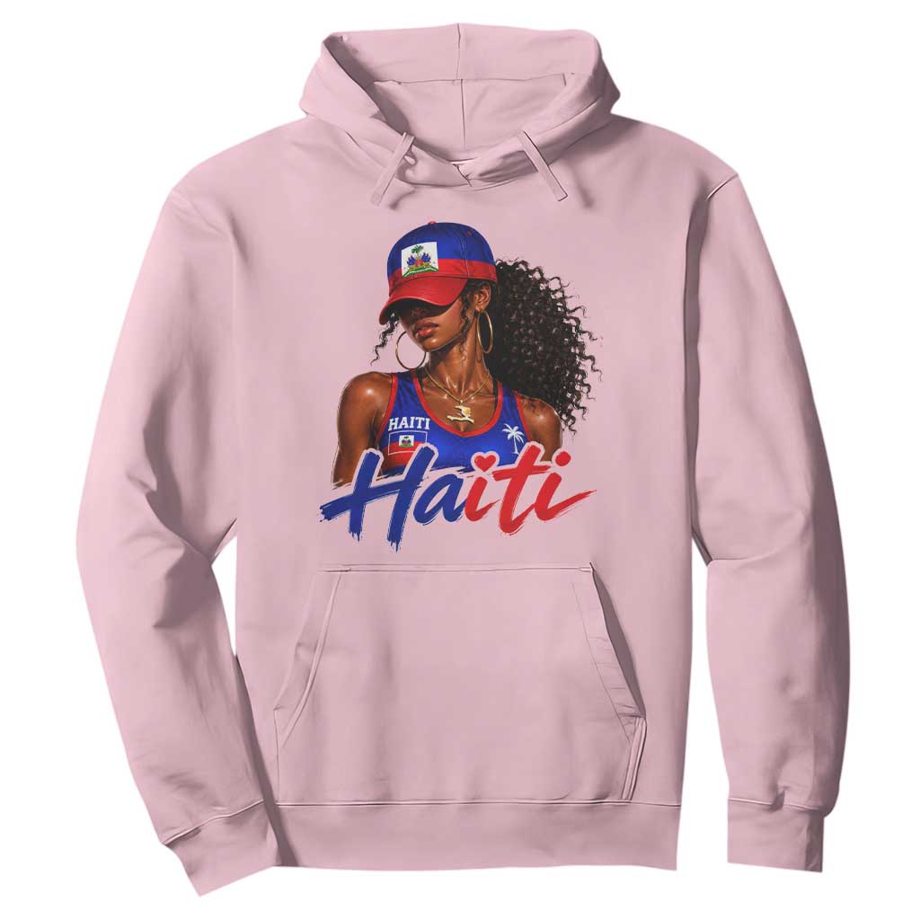 Haitian Girl Hoodie Melanin Black Girls Haiti Flag Proud Haitienne TS10 Light Pink Print Your Wear