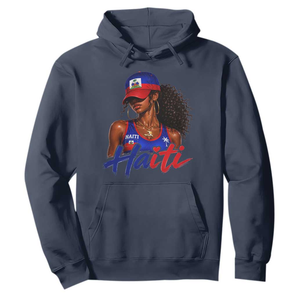 Haitian Girl Hoodie Melanin Black Girls Haiti Flag Proud Haitienne TS10 Navy Print Your Wear