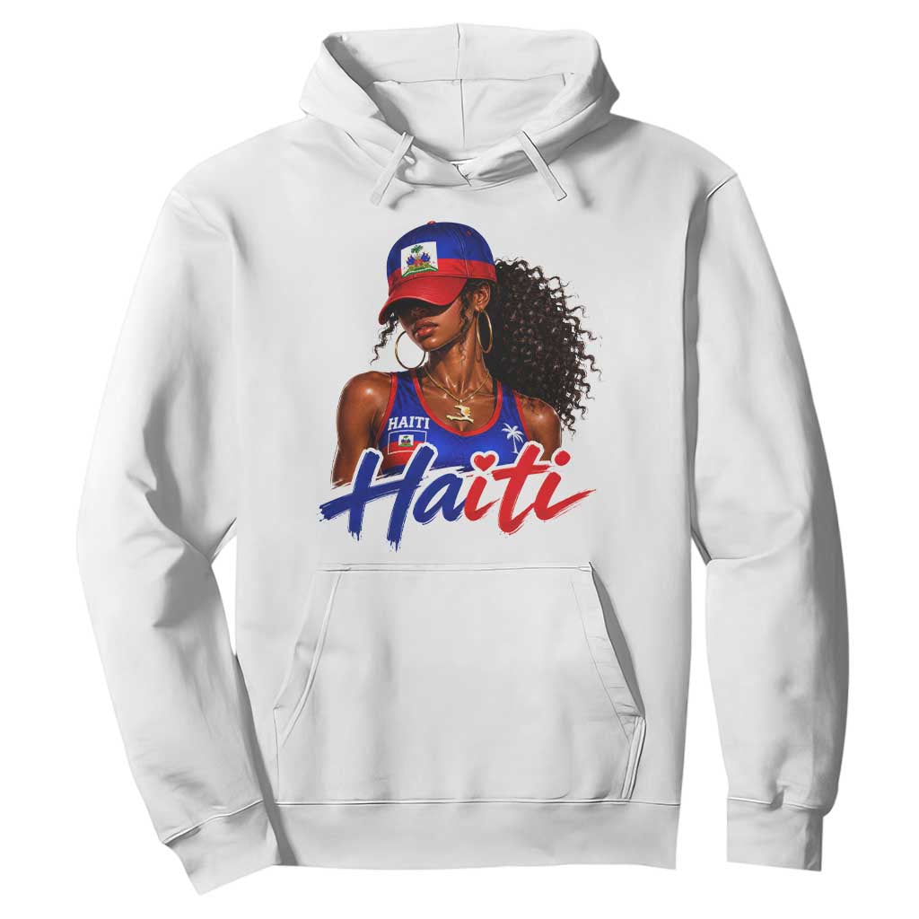 Haitian Girl Hoodie Melanin Black Girls Haiti Flag Proud Haitienne TS10 White Print Your Wear