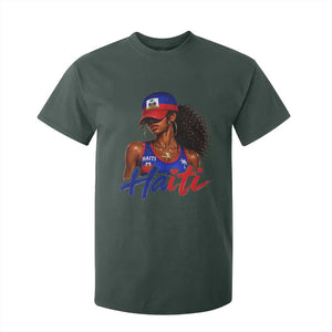 Haitian Girl T Shirt For Kid Melanin Black Girls Haiti Flag Proud Haitienne TS10 Dark Forest Green Print Your Wear