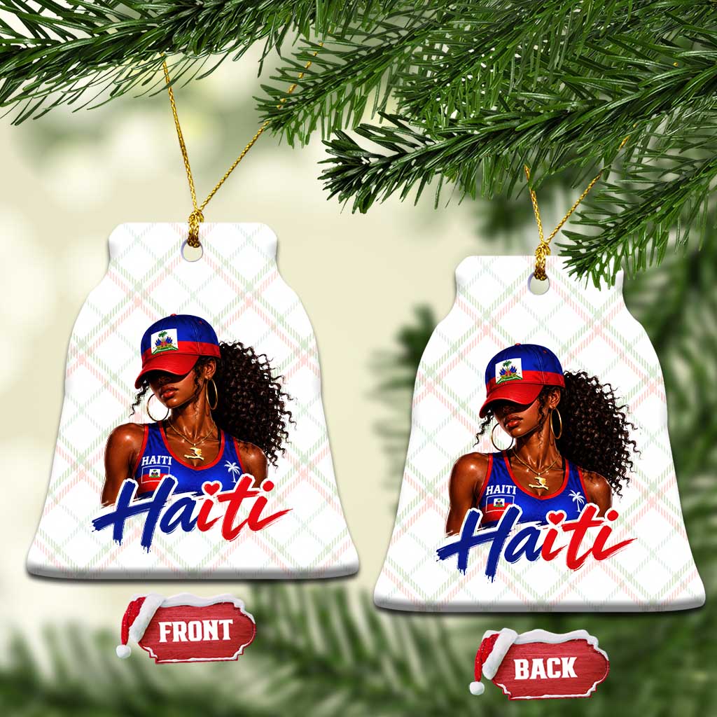 Haitian Girl Ceramic Ornament Melanin Black Girls Haiti Flag Proud Haitienne TS10 Print Your Wear