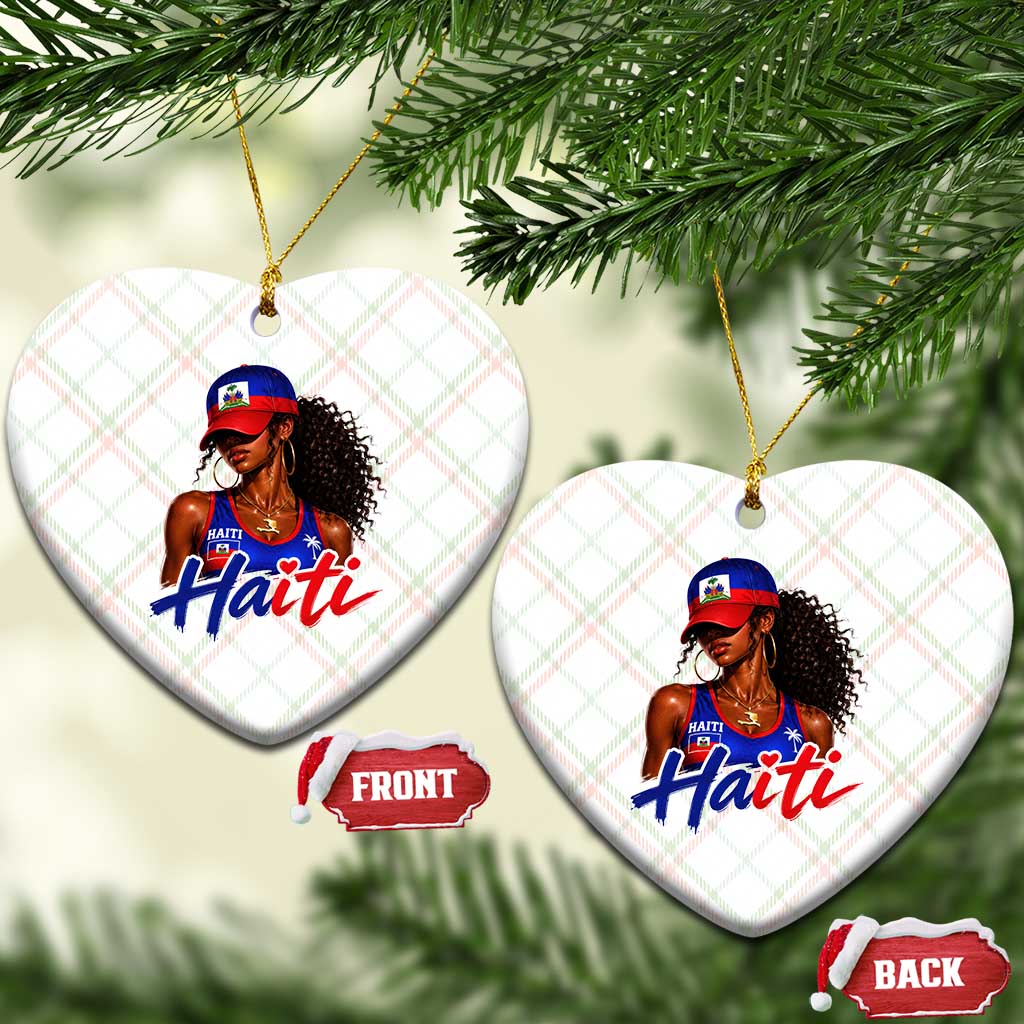 Haitian Girl Ceramic Ornament Melanin Black Girls Haiti Flag Proud Haitienne TS10 Print Your Wear