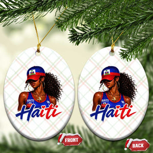 Haitian Girl Ceramic Ornament Melanin Black Girls Haiti Flag Proud Haitienne TS10 Print Your Wear