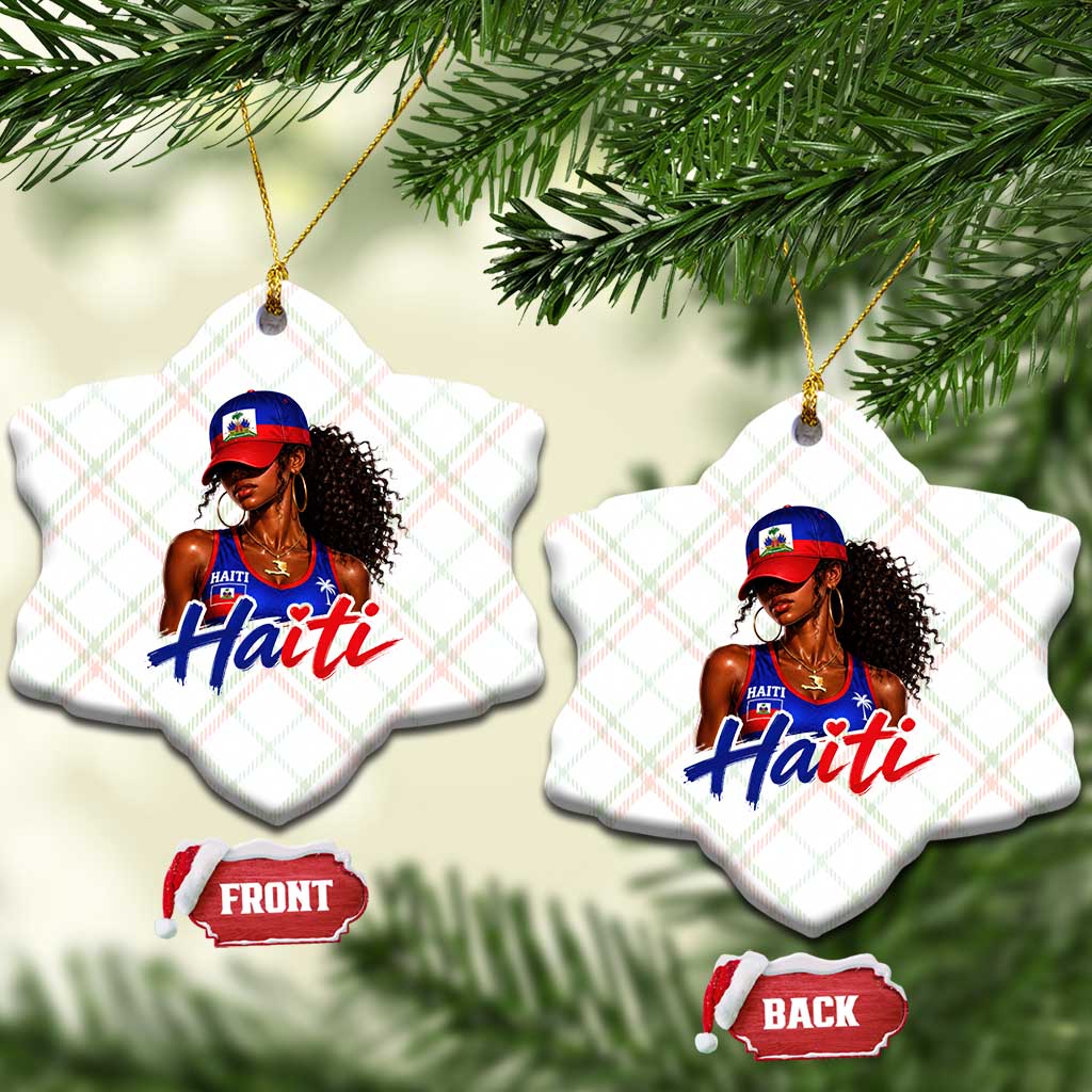 Haitian Girl Ceramic Ornament Melanin Black Girls Haiti Flag Proud Haitienne TS10 Print Your Wear