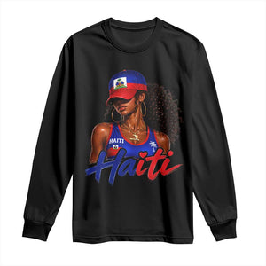 Haitian Girl Long Sleeve Shirt Melanin Black Girls Haiti Flag Proud Haitienne TS10 Black Print Your Wear