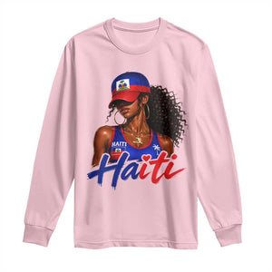 Haitian Girl Long Sleeve Shirt Melanin Black Girls Haiti Flag Proud Haitienne TS10 Light Pink Print Your Wear