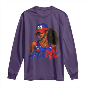 Haitian Girl Long Sleeve Shirt Melanin Black Girls Haiti Flag Proud Haitienne TS10 Purple Print Your Wear