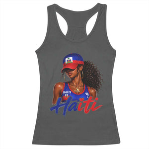 Haitian Girl Racerback Tank Top Melanin Black Girls Haiti Flag Proud Haitienne TS10 Dark Heather Print Your Wear