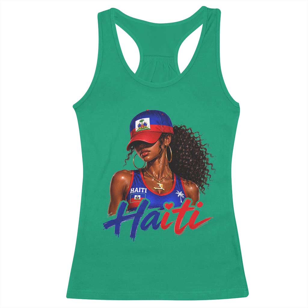 Haitian Girl Racerback Tank Top Melanin Black Girls Haiti Flag Proud Haitienne TS10 Irish Green Print Your Wear