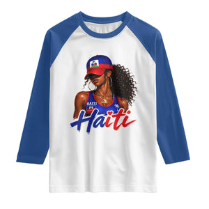 Haitian Girl Raglan Shirt Melanin Black Girls Haiti Flag Proud Haitienne TS10 White Royal Print Your Wear