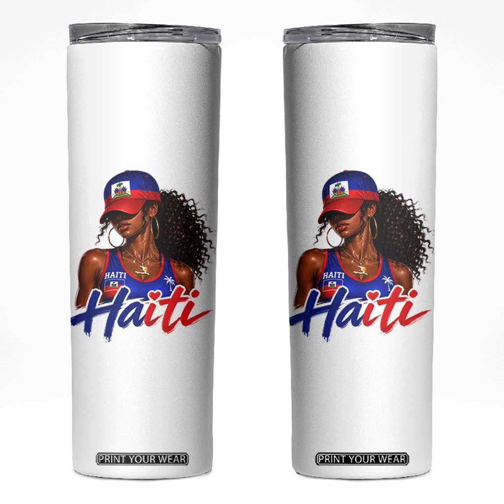 Haitian Girl Skinny Tumbler Melanin Black Girls Haiti Flag Proud Haitienne TS10 White Print Your Wear