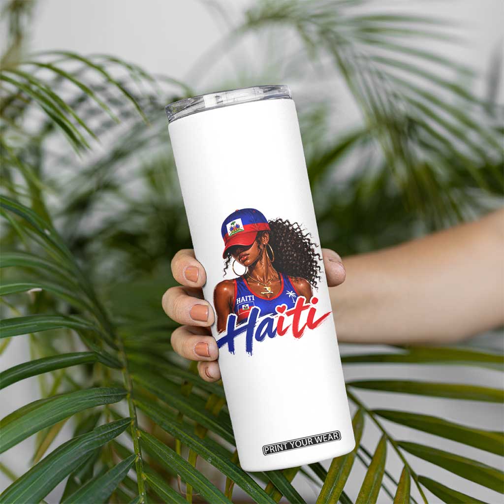 Haitian Girl Skinny Tumbler Melanin Black Girls Haiti Flag Proud Haitienne TS10 Print Your Wear