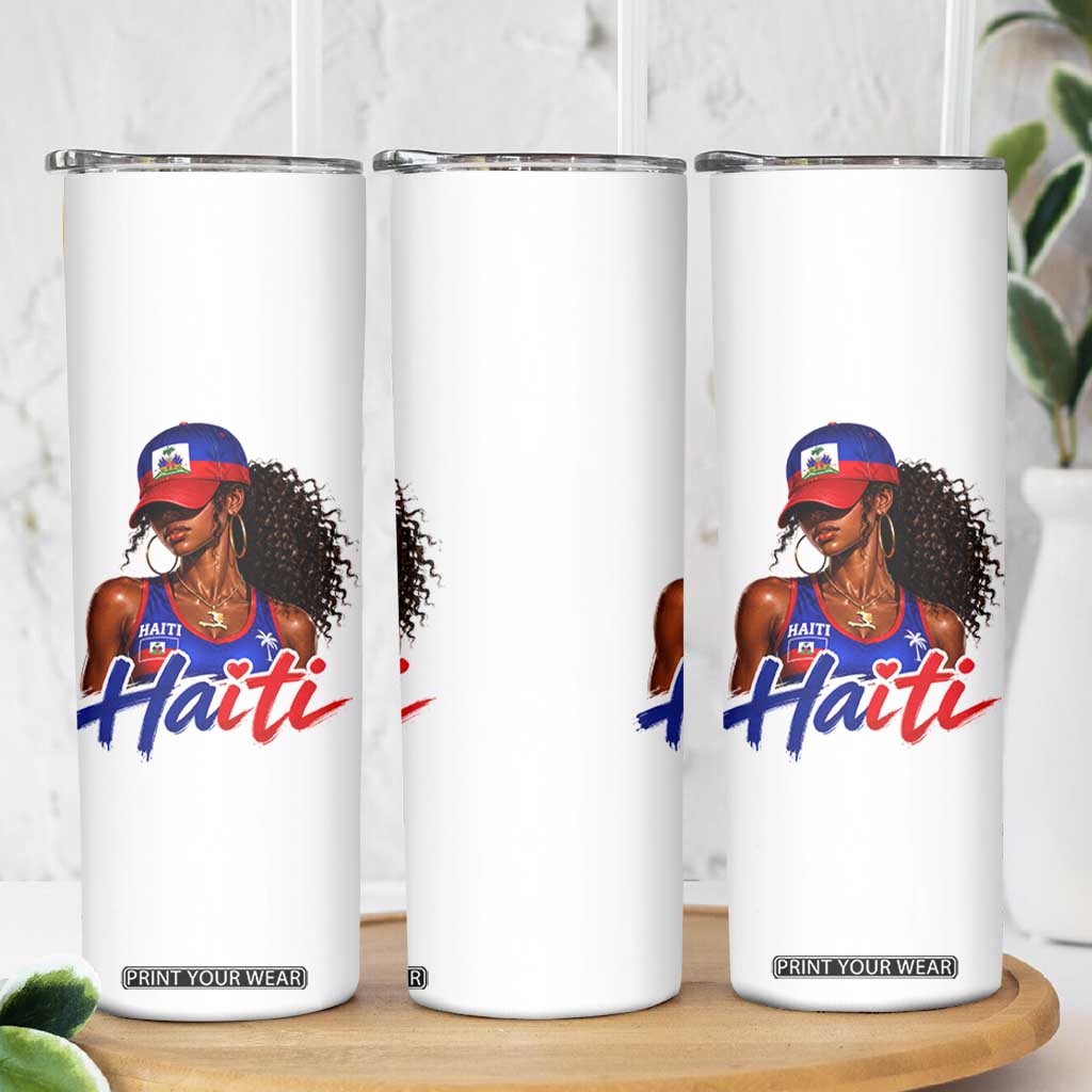 Haitian Girl Skinny Tumbler Melanin Black Girls Haiti Flag Proud Haitienne TS10 Print Your Wear
