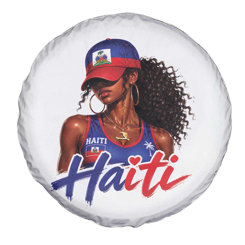 Haitian Girl Spare Tire Cover Melanin Black Girls Haiti Flag Proud Haitienne TS10 Print Your Wear