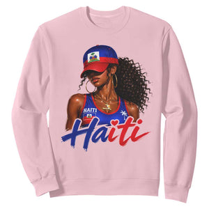 Haitian Girl Sweatshirt Melanin Black Girls Haiti Flag Proud Haitienne TS10 Light Pink Print Your Wear