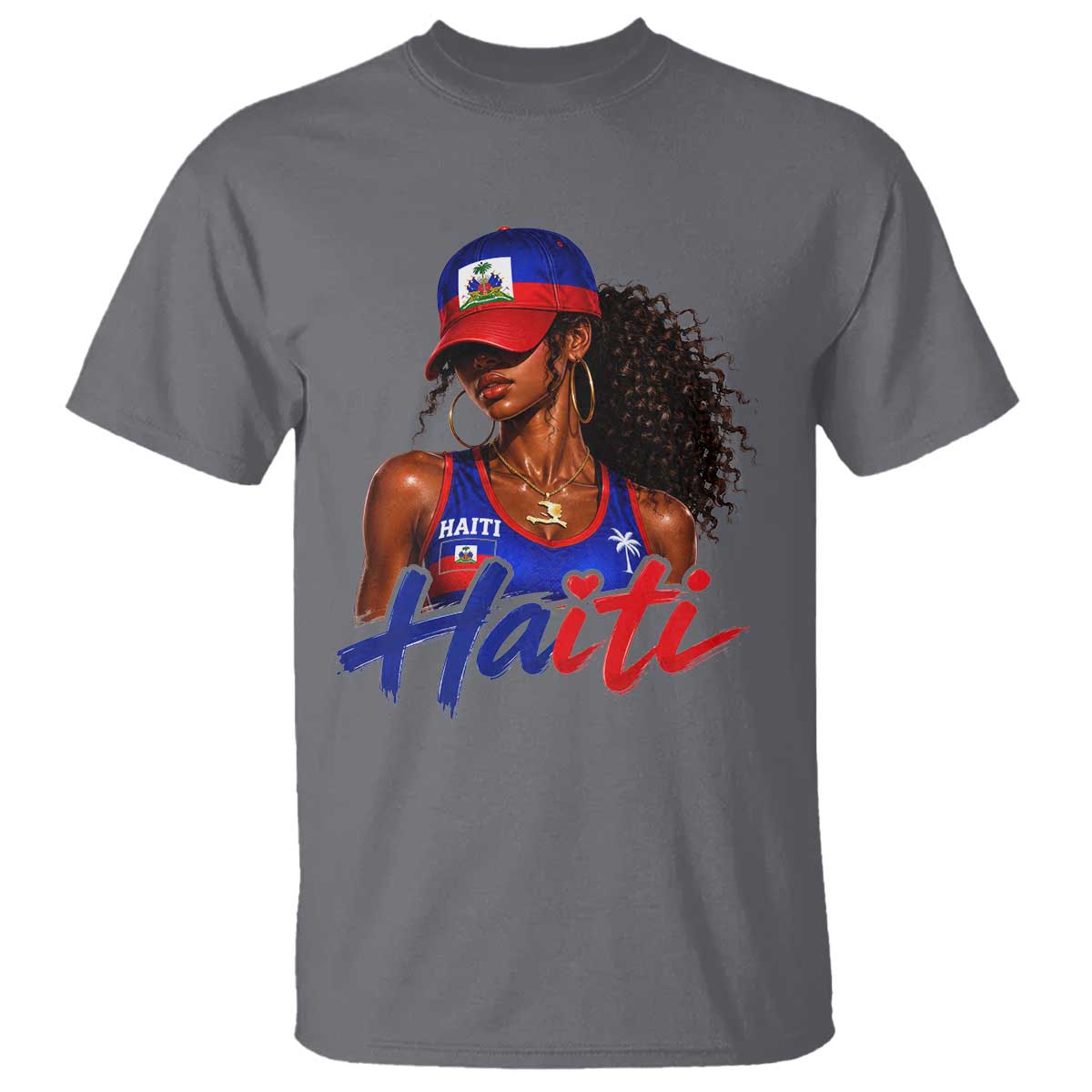 Haitian Girl T Shirt Melanin Black Girls Haiti Flag Proud Haitienne TS10 Charcoal Print Your Wear