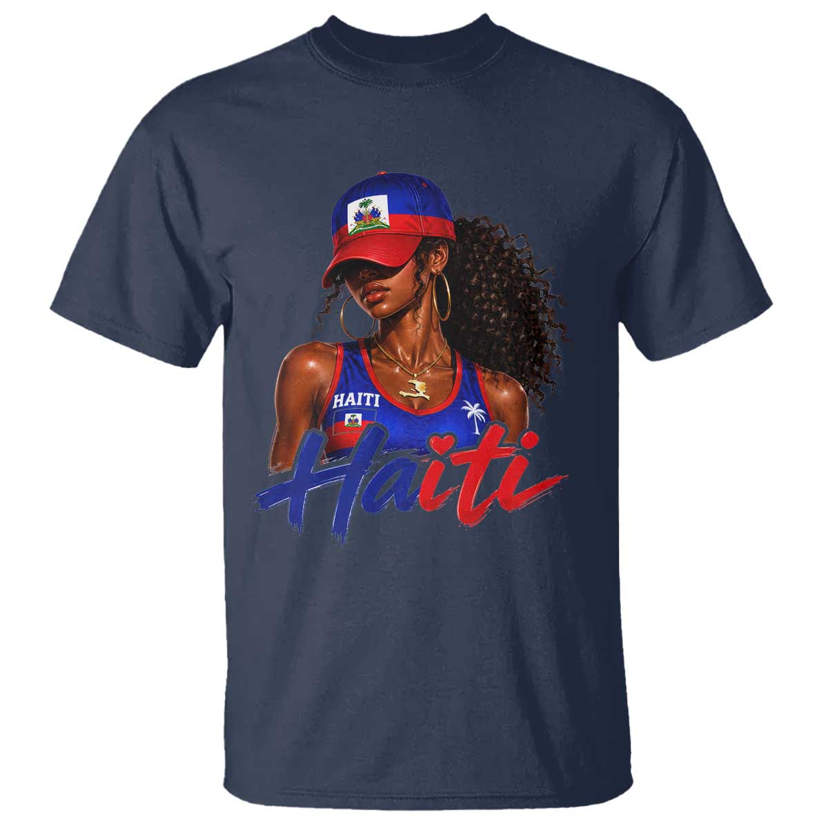 Haitian Girl T Shirt Melanin Black Girls Haiti Flag Proud Haitienne TS10 Navy Print Your Wear