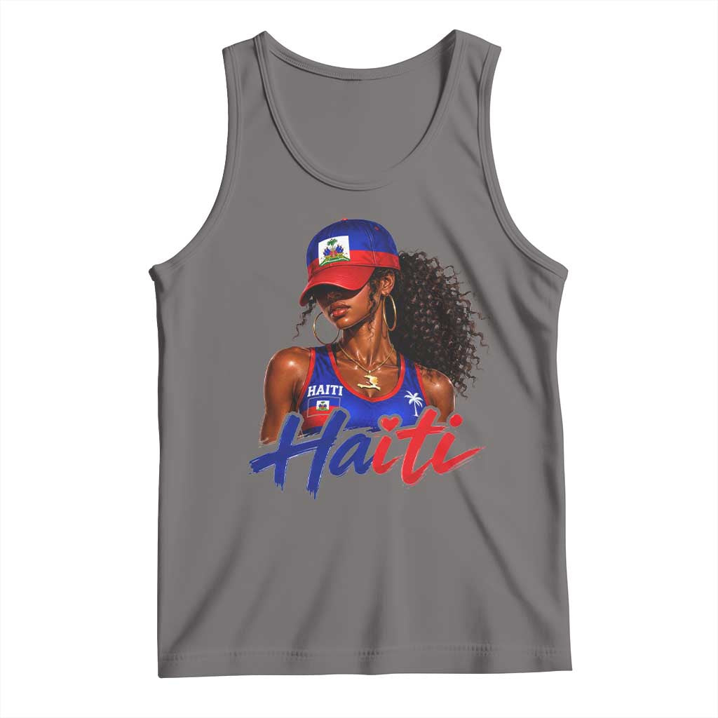 Haitian Girl Tank Top Melanin Black Girls Haiti Flag Proud Haitienne TS10 Deep Heather Print Your Wear