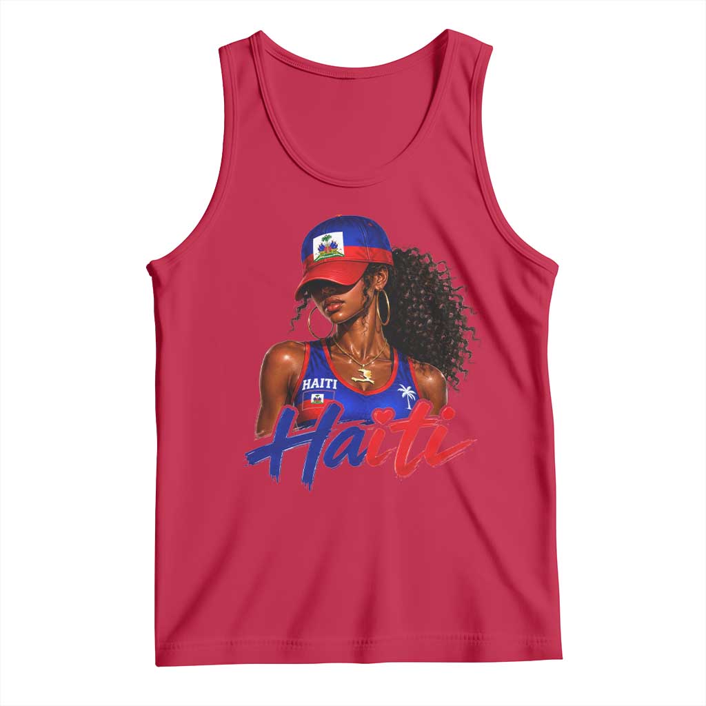 Haitian Girl Tank Top Melanin Black Girls Haiti Flag Proud Haitienne TS10 Red Print Your Wear