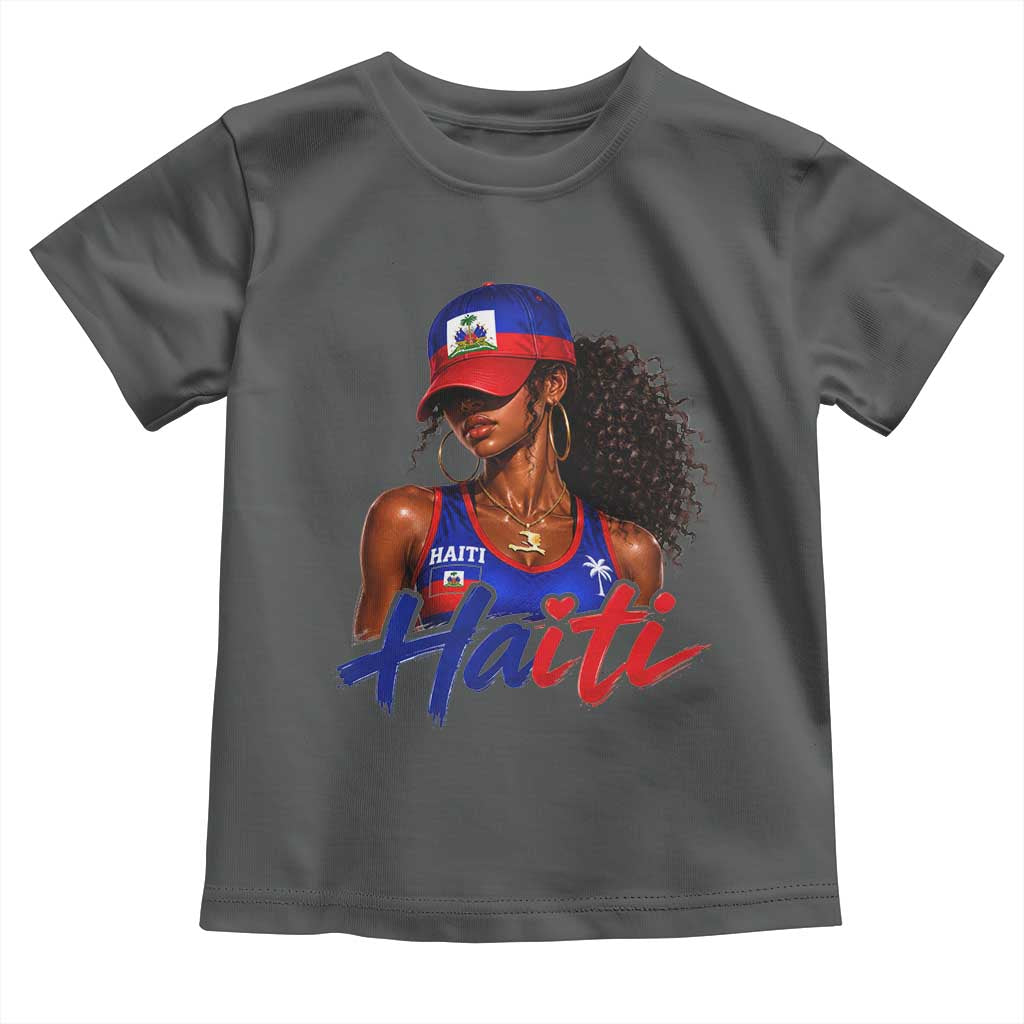 Haitian Girl Toddler T Shirt Melanin Black Girls Haiti Flag Proud Haitienne TS10 Dark Heather Print Your Wear