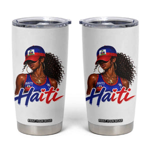 Haitian Girl Tumbler Cup Melanin Black Girls Haiti Flag Proud Haitienne TS10 White Print Your Wear