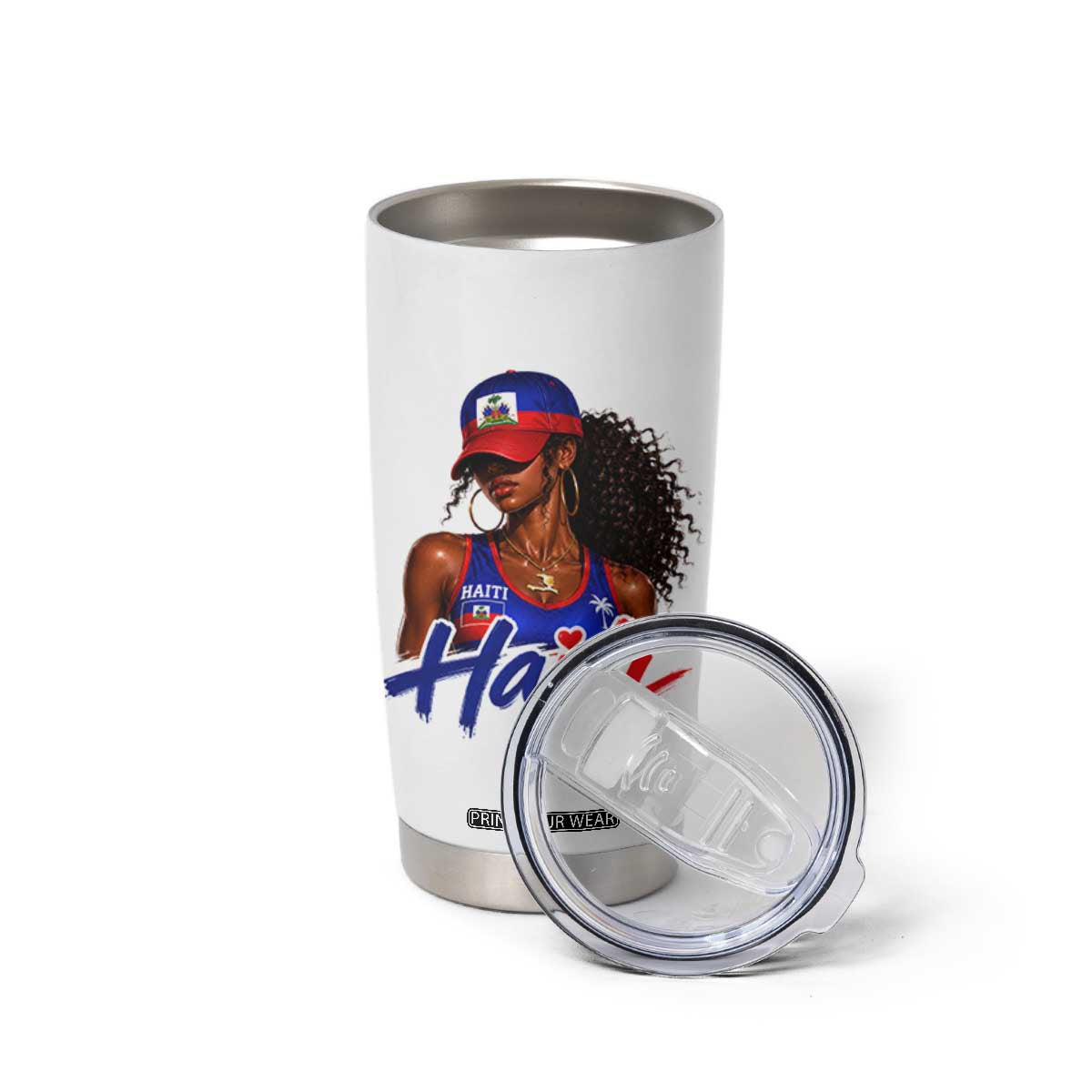 Haitian Girl Tumbler Cup Melanin Black Girls Haiti Flag Proud Haitienne TS10 Print Your Wear