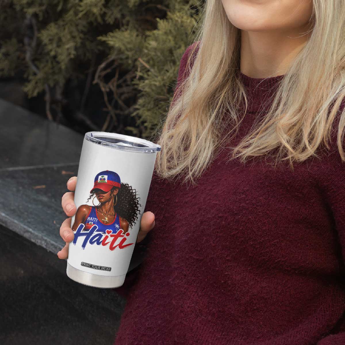 Haitian Girl Tumbler Cup Melanin Black Girls Haiti Flag Proud Haitienne TS10 Print Your Wear