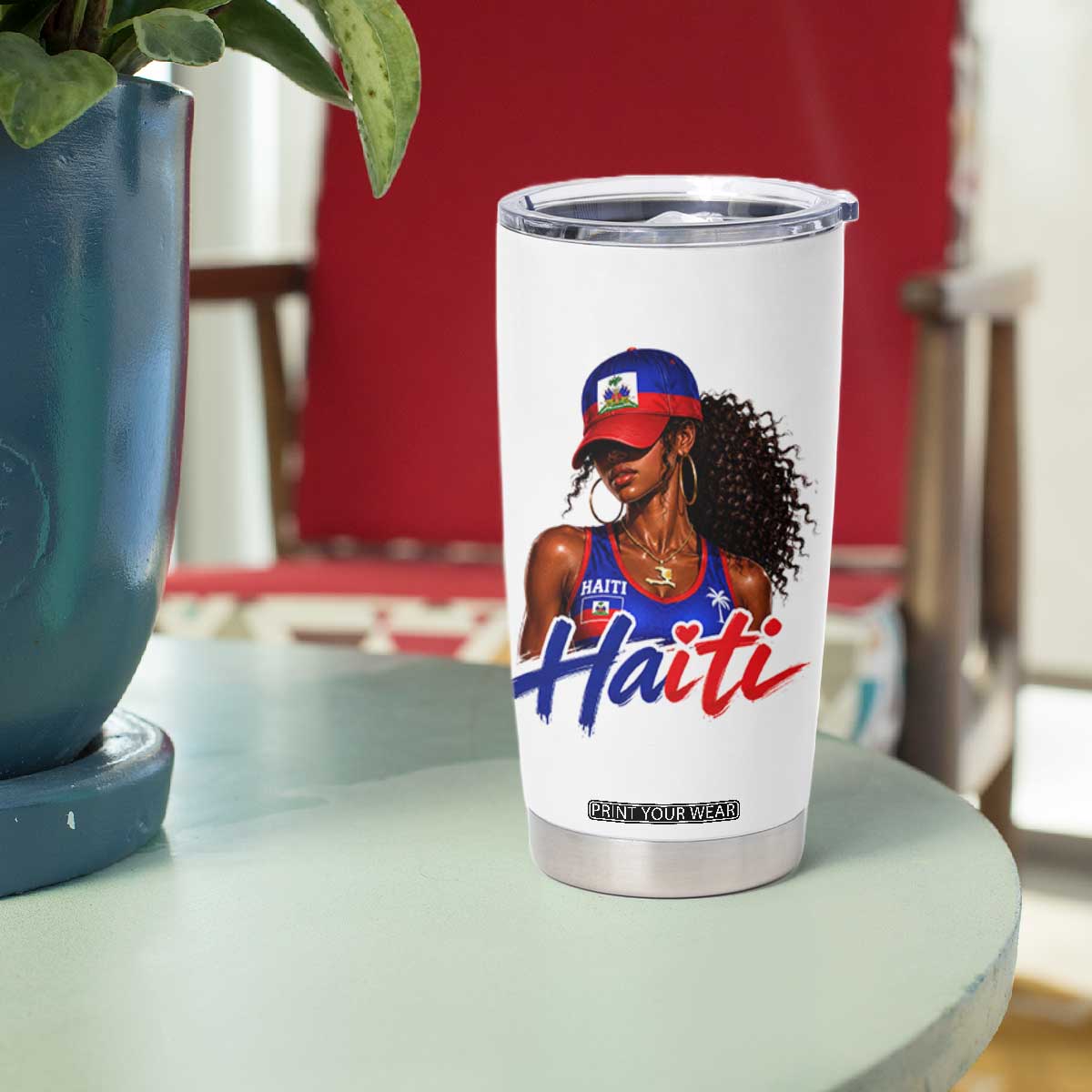 Haitian Girl Tumbler Cup Melanin Black Girls Haiti Flag Proud Haitienne TS10 Print Your Wear