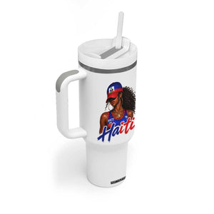 Haitian Girl Tumbler With Handle Melanin Black Girls Haiti Flag Proud Haitienne TS10 Print Your Wear