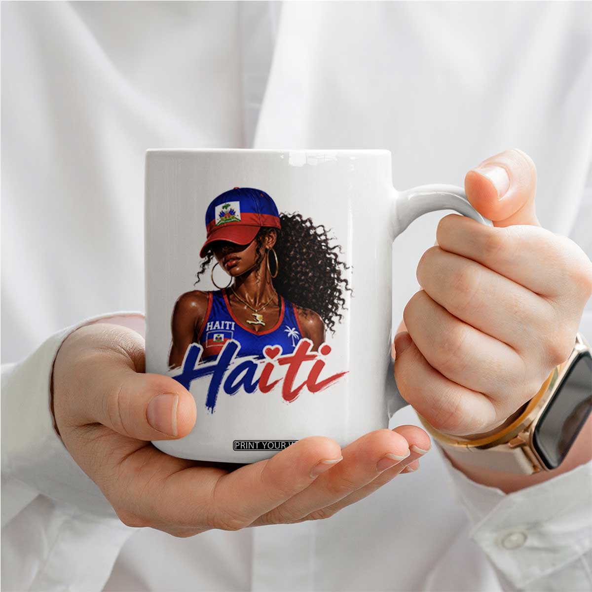 Haitian Girl Coffee Mug Melanin Black Girls Haiti Flag Proud Haitienne TS10 Print Your Wear