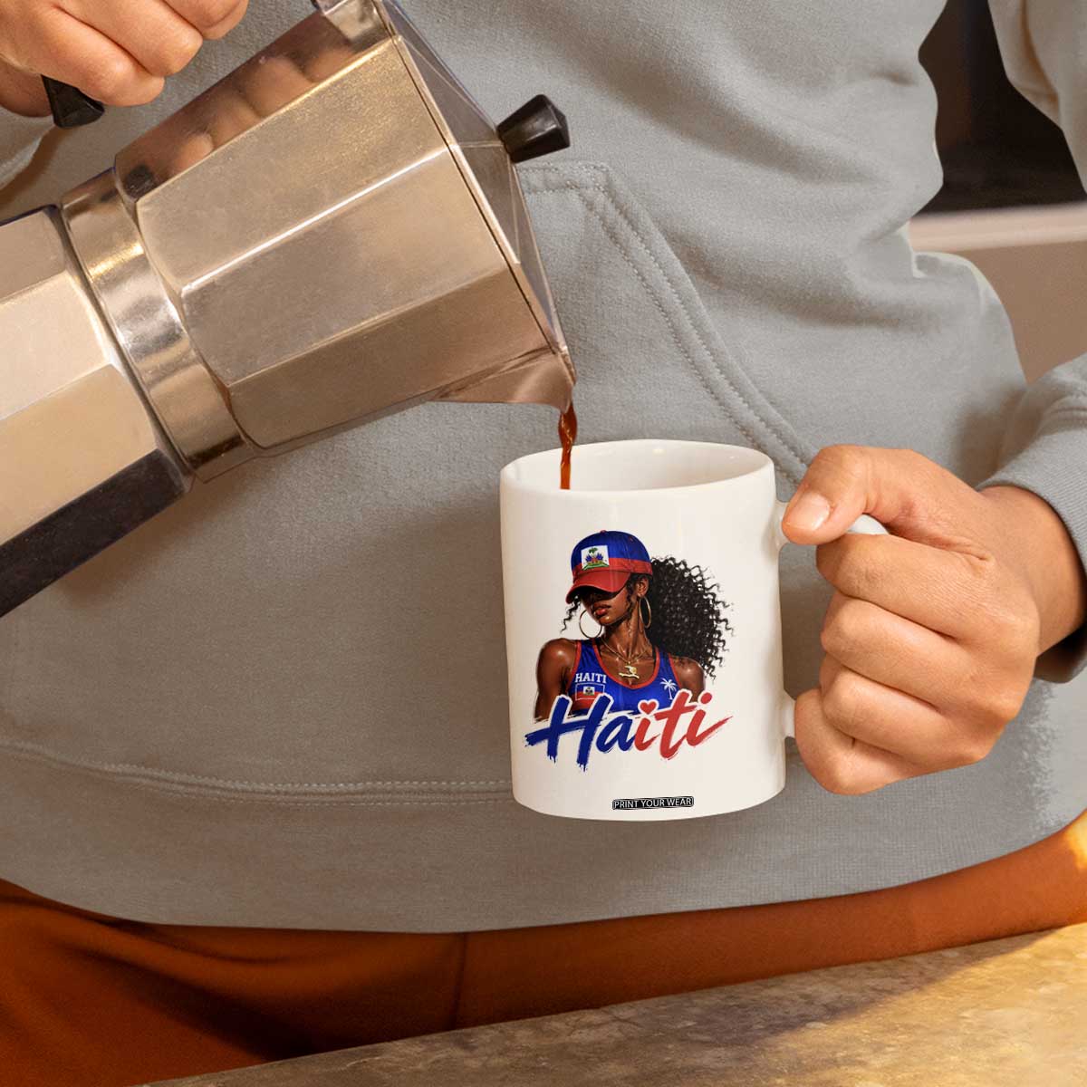 Haitian Girl Coffee Mug Melanin Black Girls Haiti Flag Proud Haitienne TS10 Print Your Wear