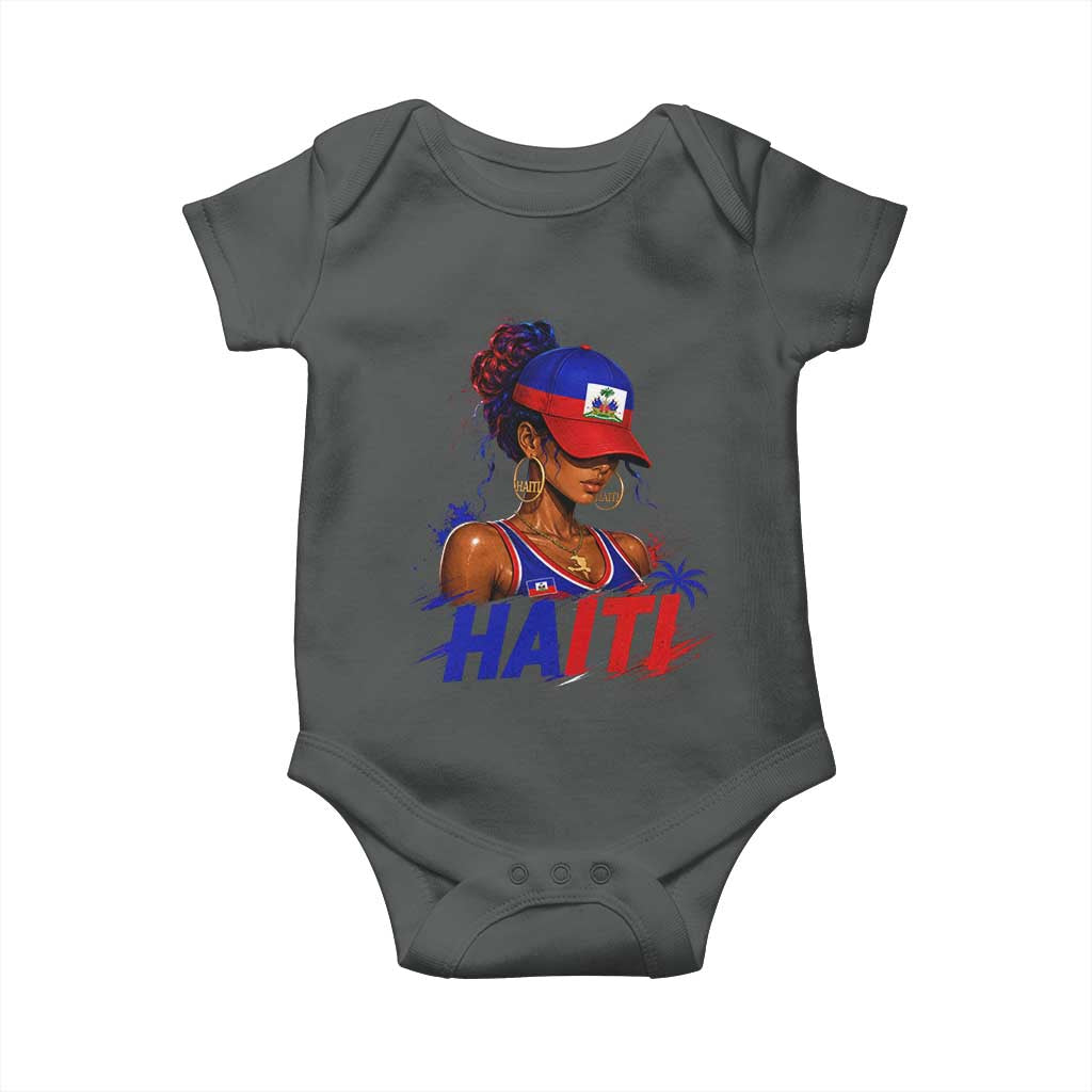 Haitian Princess Baby Onesie Haiti Flag Haitienne Melanin Black Girls TS10 Dark Heather Print Your Wear