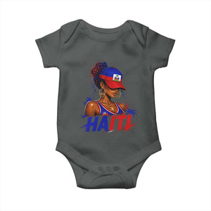 Haitian Princess Baby Onesie Haiti Flag Haitienne Melanin Black Girls TS10 Dark Heather Print Your Wear
