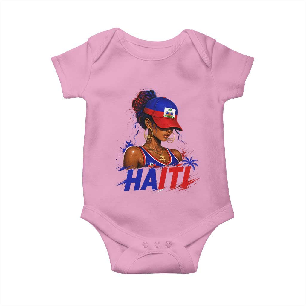 Haitian Princess Baby Onesie Haiti Flag Haitienne Melanin Black Girls TS10 Light Pink Print Your Wear