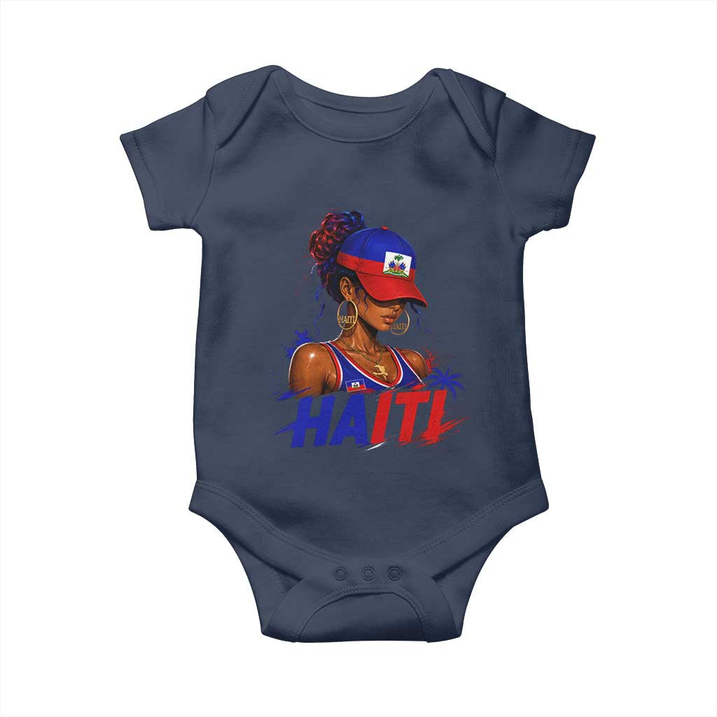 Haitian Princess Baby Onesie Haiti Flag Haitienne Melanin Black Girls TS10 Navy Print Your Wear