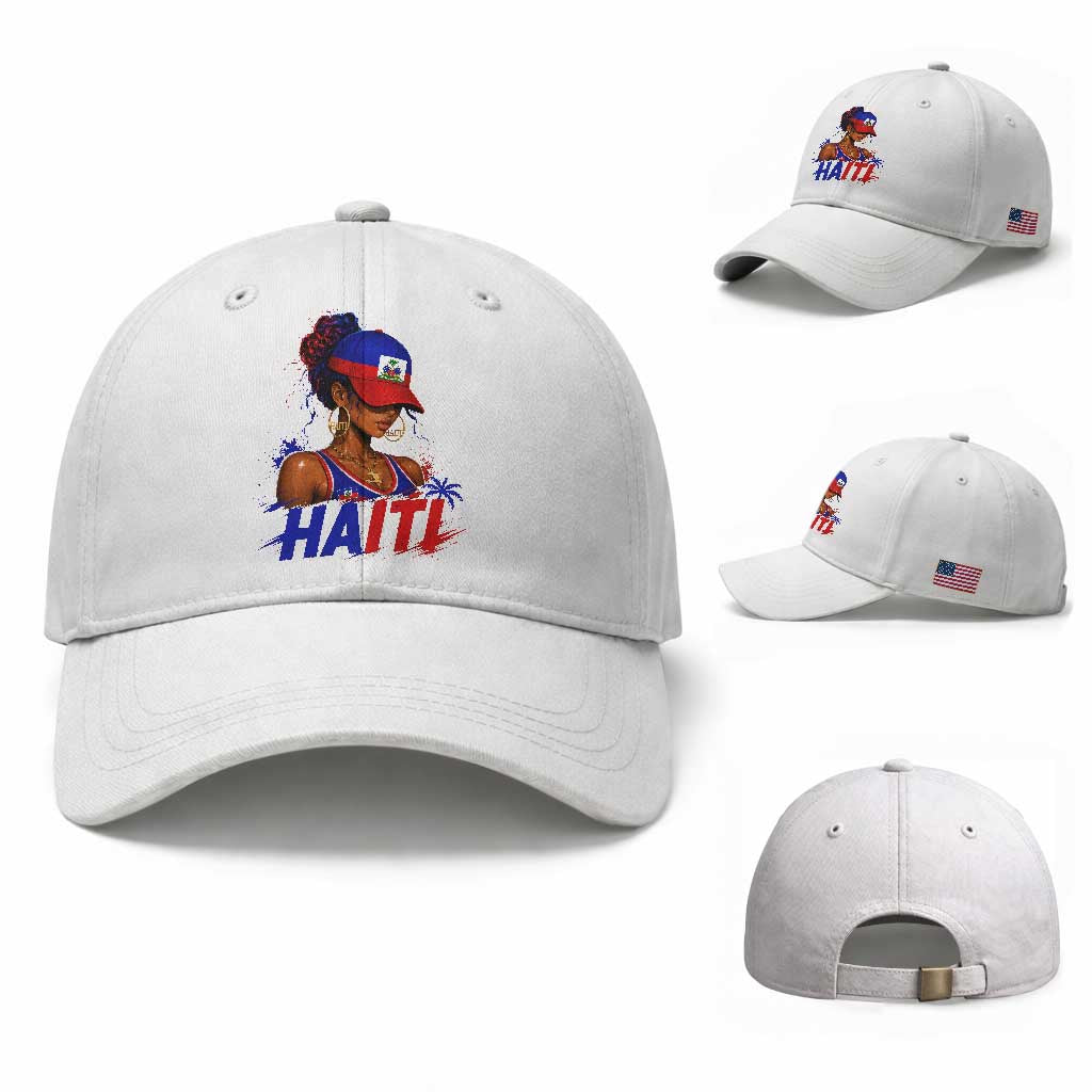 Haitian Princess Baseball Cap Haiti Flag Haitienne Melanin Black Girls TS10 Baseball Cap Universal Fit White Print Your Wear
